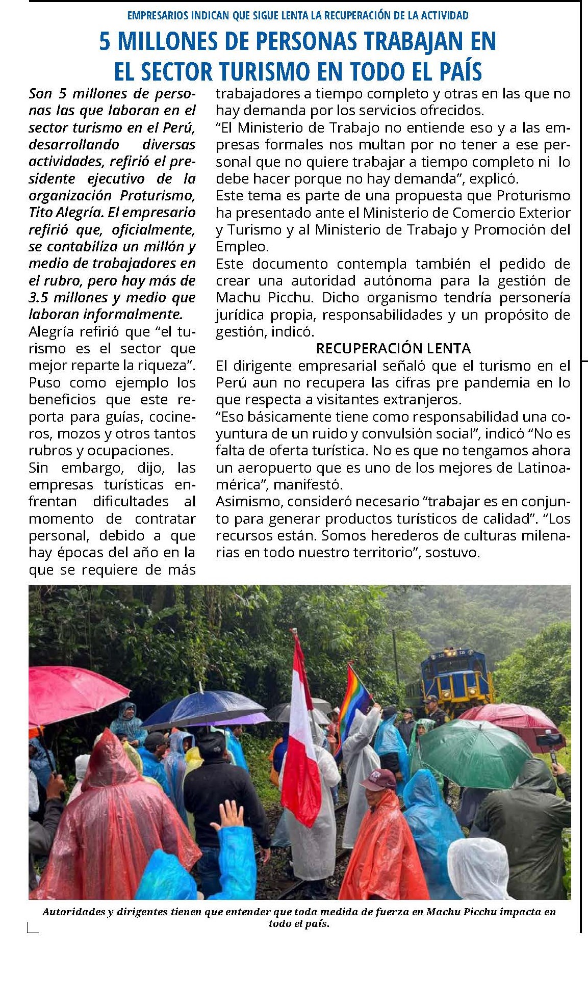 5 MILLONES DE PERSONAS TRABAJAN EN EL SECTOR TURISMO EN TODO EL PAÍS