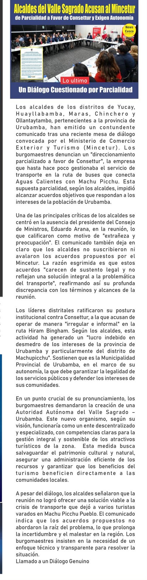 MINCETUR SE REÚNE CON AUTORIDADES Y GREMIOS DE CUSCO