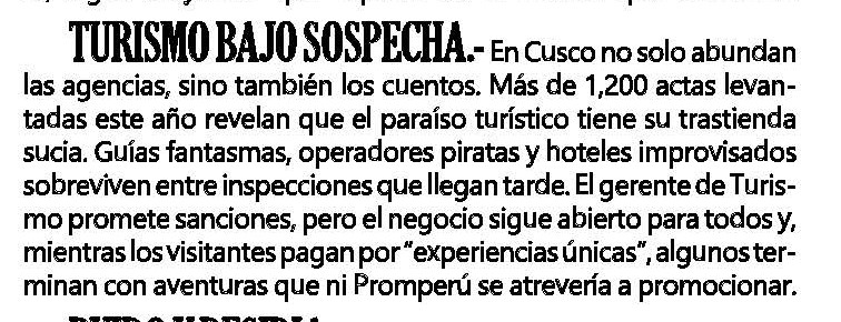 TURISMO BAJO SOSPECHA