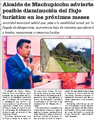 ADVIERTE POSIBLE DISMINUCIÓN DEL FLUJO TURÍSTICO EN LOS PRÓXIMOS MESES