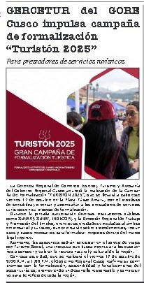 IMPULSAN CAMPAÑA DE FORMALIZACIÓN “TURISTÓN 2025”