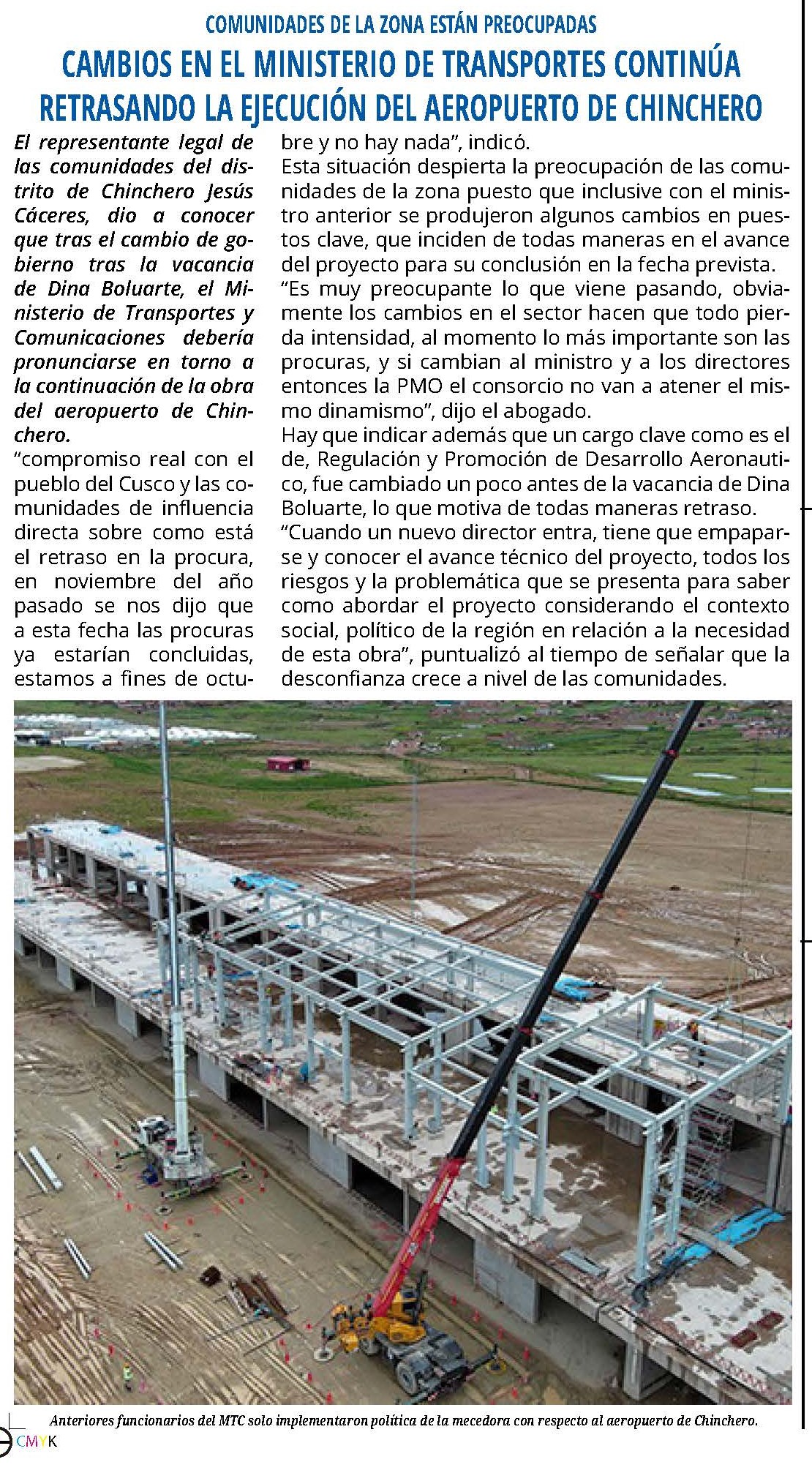 COMUNIDADES EXIGEN SINCERAR CRONOGRAMAS DE OBRAS DEL AEROPUERTO DE CHINCHERO