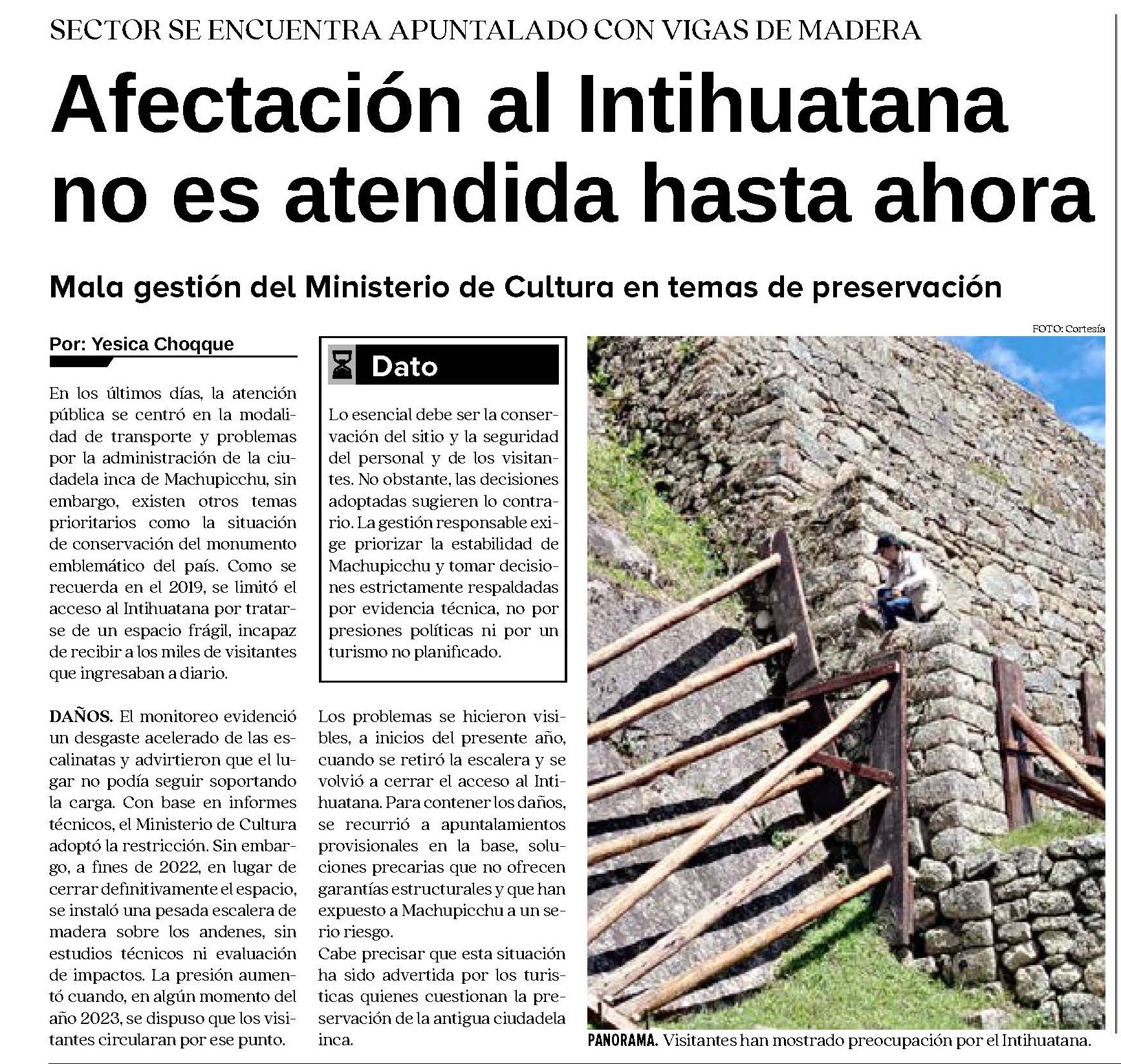 EL INTIHUATANA SE CAE MIENTRAS JEFE DEL PARQUE SE VA DE PASEO