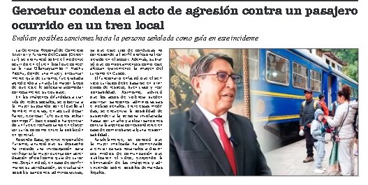 SANCIONARÁN A GUÍA DE TURISMO QUE AGREDIÓ A UNA PERSONA EN EL TREN