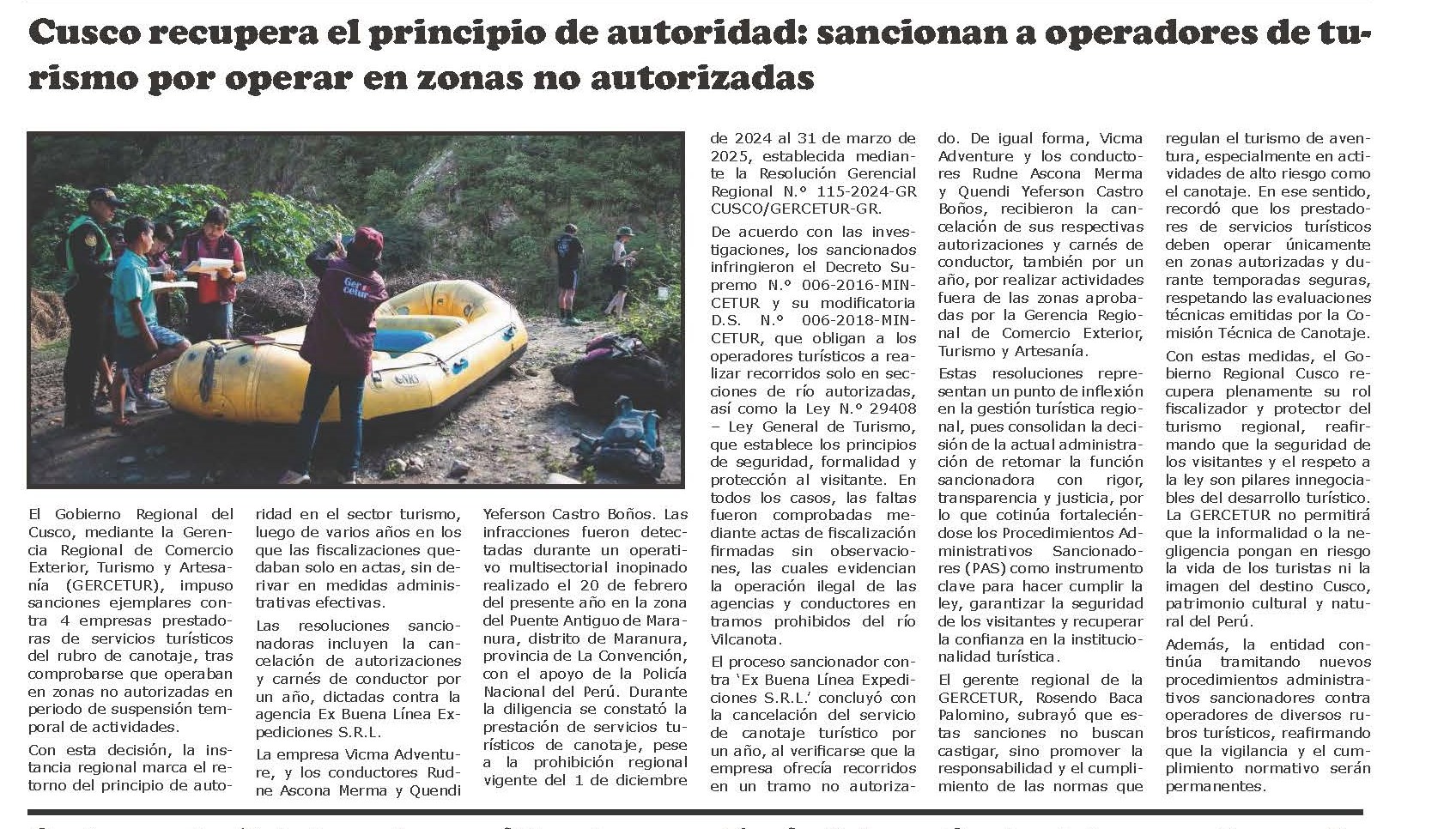 SANCIONAN A OPERADORSANCIONAN A OPERADORES DE TURISMO POR OPERAR EN ZONAS NO AUTORIZADAS DE TURISMO POR OPERAR EN ZONAS NO AUTORIZADA