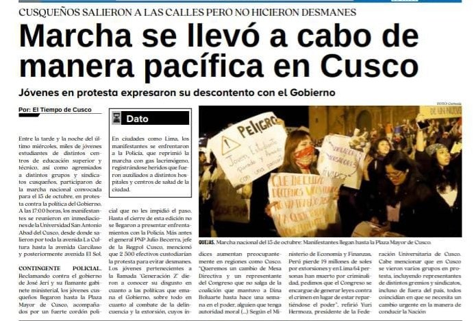 CUSCO MARCHO PIDIENDO “QUE SE VAYAN TODOS”