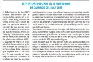 SE INICIÓ EL SUPERPRIME DE CAMINOS DEL INCA 2025