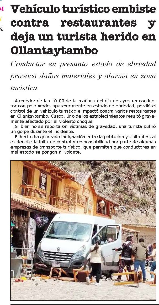 SUJETO EN APARENTE ESTADO DE EBRIEDAD EMBISTE A TURISTAS