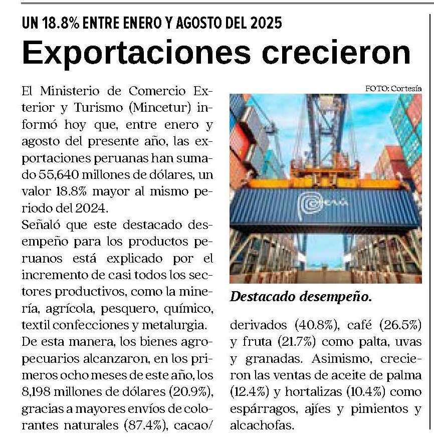 EXPORTACIONES CRECIERON