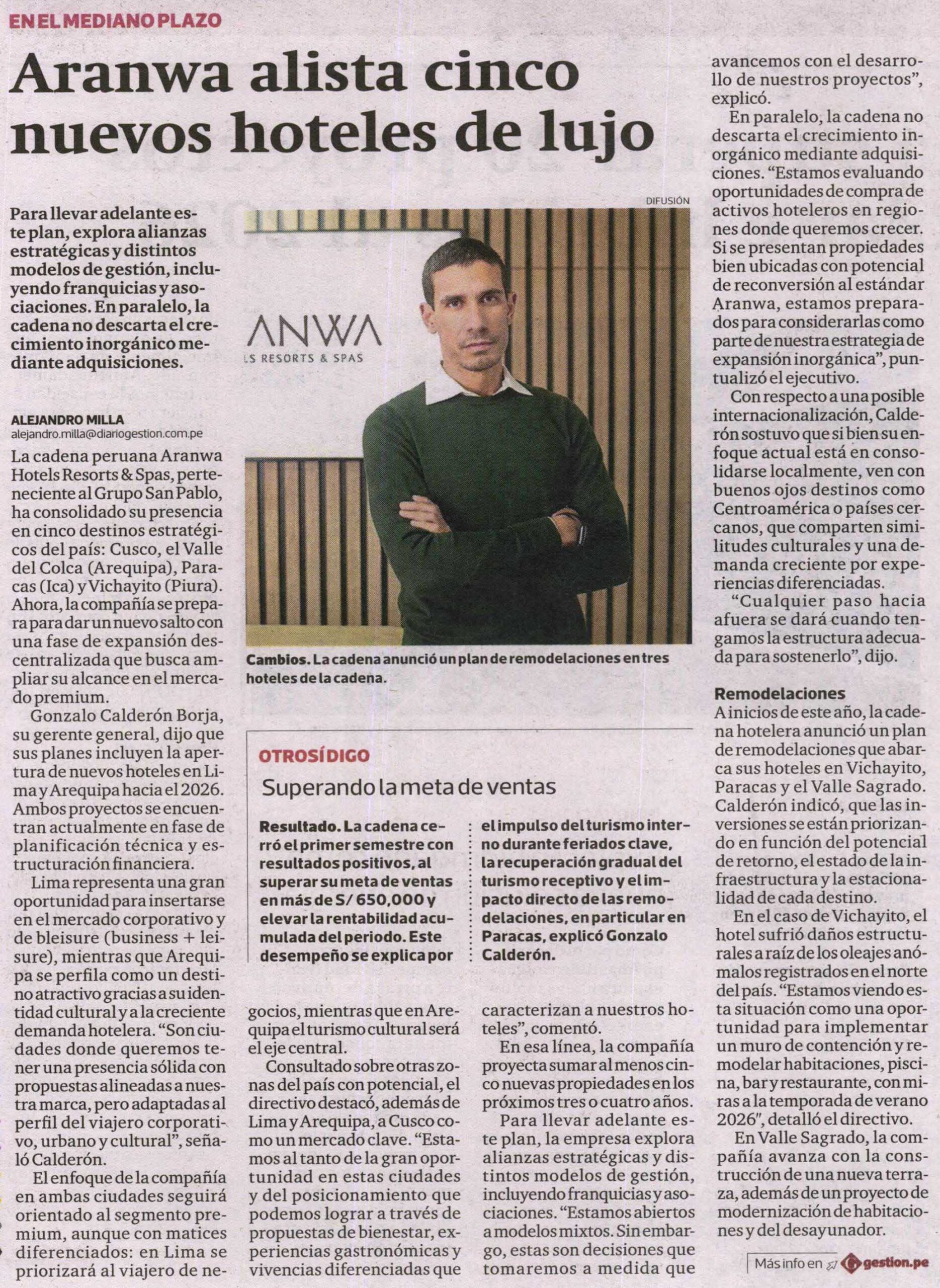 ARANWA ALISTA CINCO NUEVOS HOTELES DE LUJO