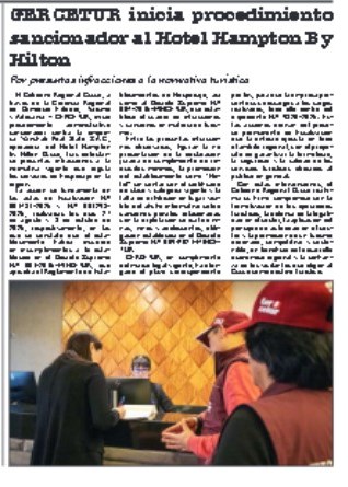 GORE CUSCO INICIA PROCEDIMIENTO SANCIONADOR AL HOTEL HAMPTON BY HILTON