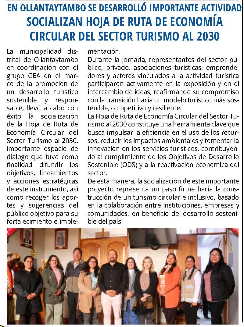 SOCIALIZAN HOJA DE RUTA DE ECONOMÍA CIRCULAR DEL SECTOR TURISMO AL 2030