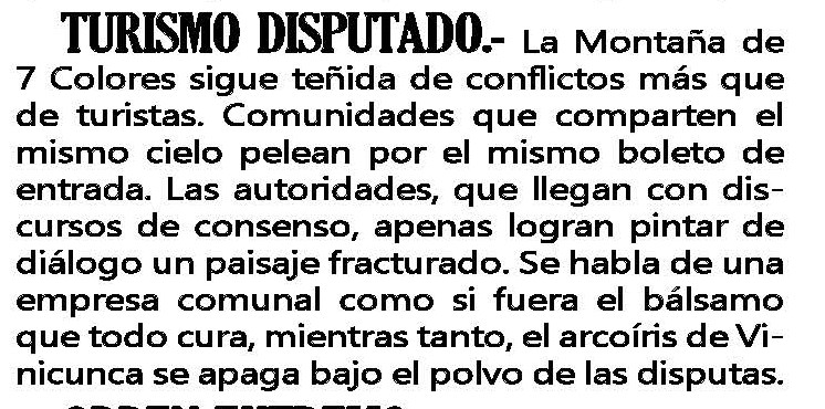 AVANZA PROPUESTA PARA CREAR UNA EMPRESA COMUNAL PARA MONTAÑA DE VINICUNCA