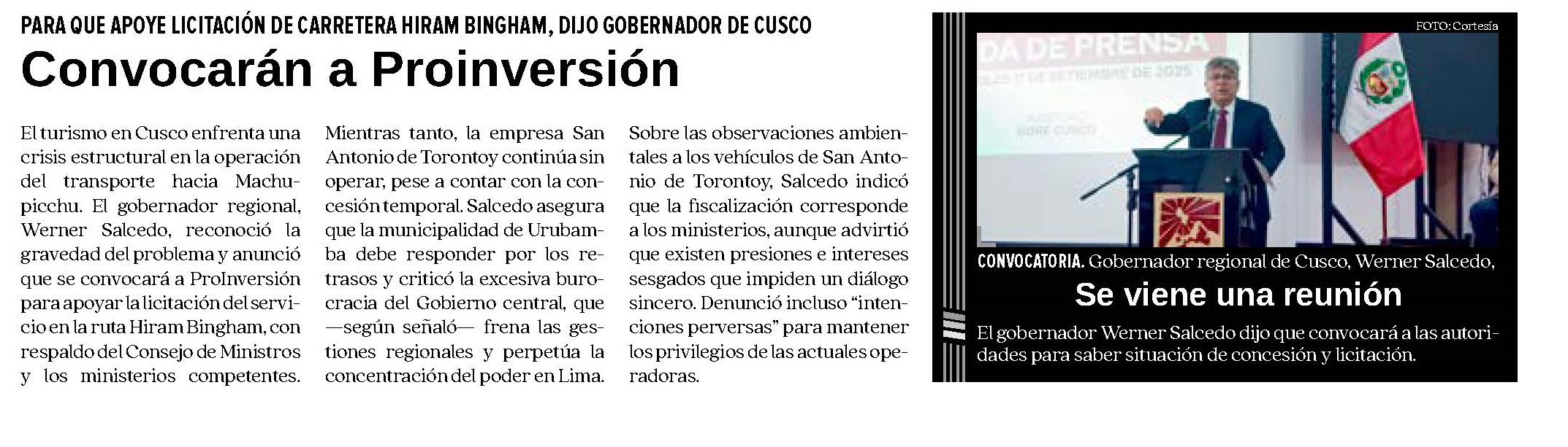 CONVOCARÁN A PROINVERSIÓN