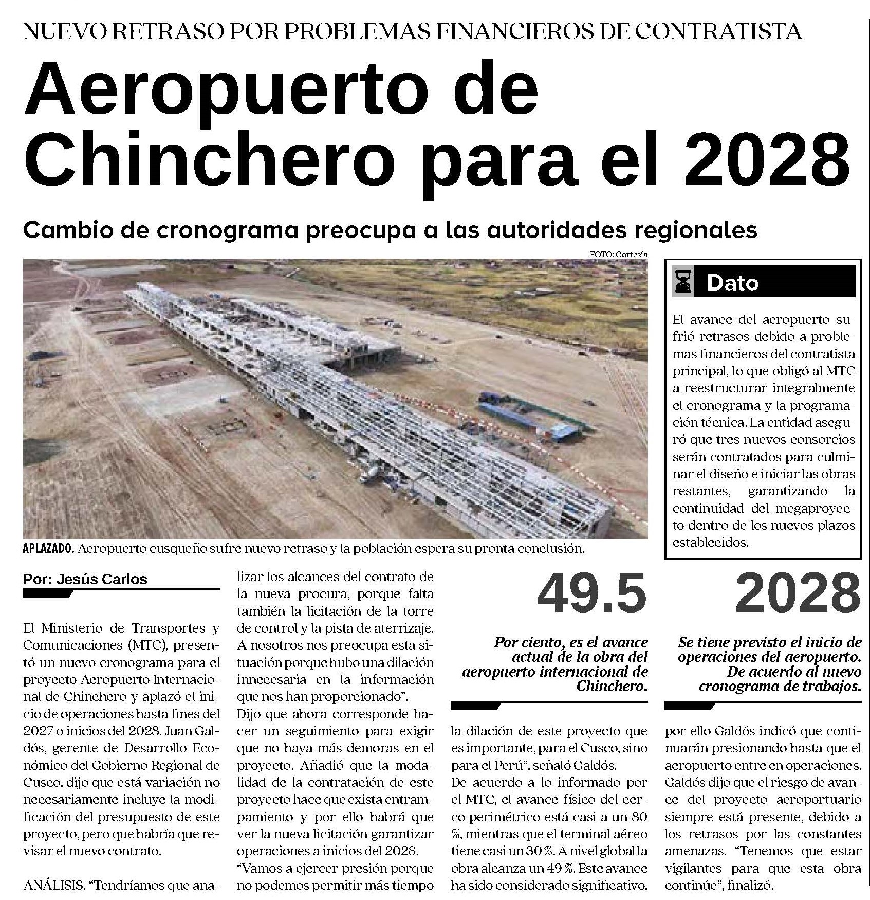 AEROPUERTO DE CHINCHERO PARA EL 2028