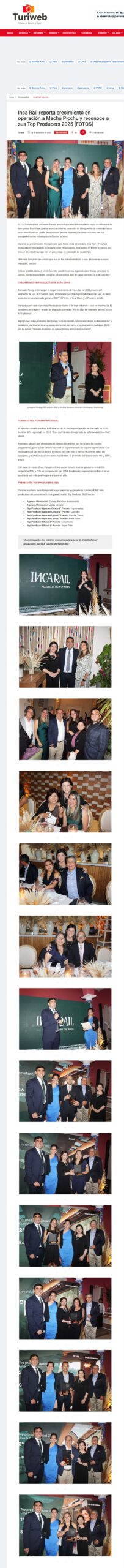 INCA RAIL HA CRECIDO EN PASAJEROS 5 % ESTE 2025