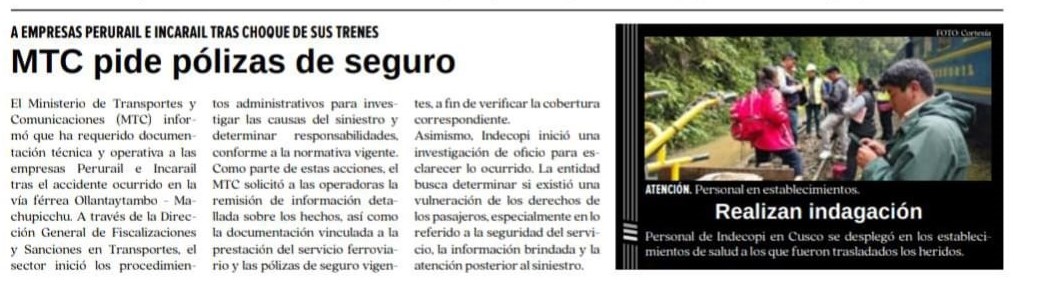 MTC pide pólizas de seguro