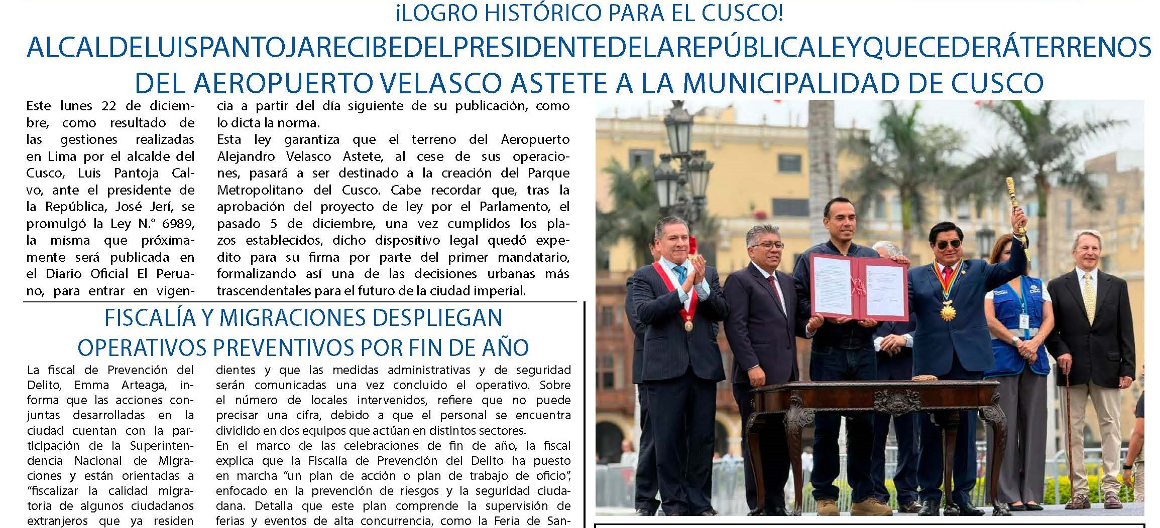 CEDERÁN TERRENOS DEL AEROPUERTO VELASCO ASTETE A LA MUNICIPALIDAD DE CUSCO