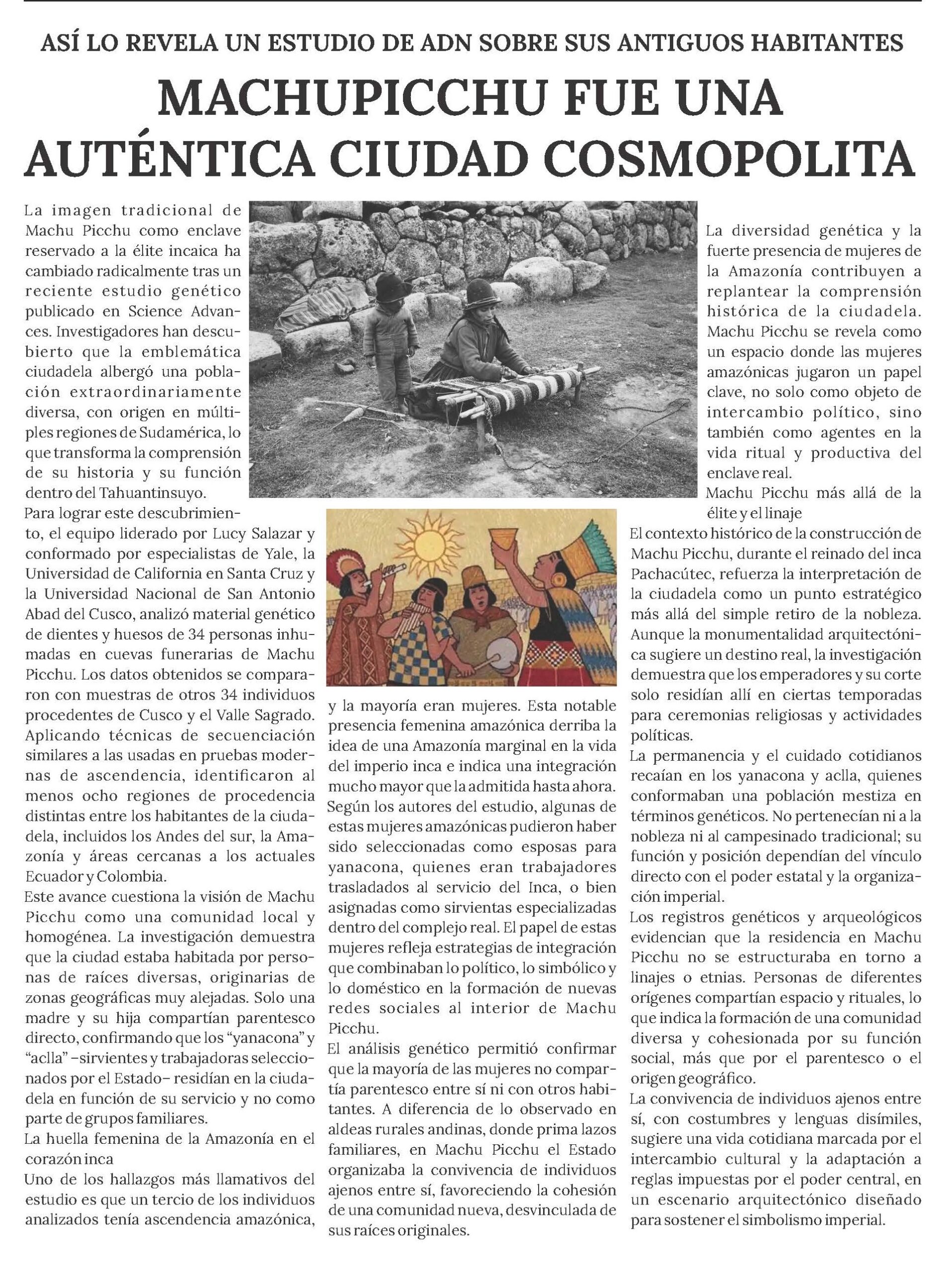 MACHUPICCHU FUE UNA AUTÉNTICA CIUDAD COSMOPOLITA