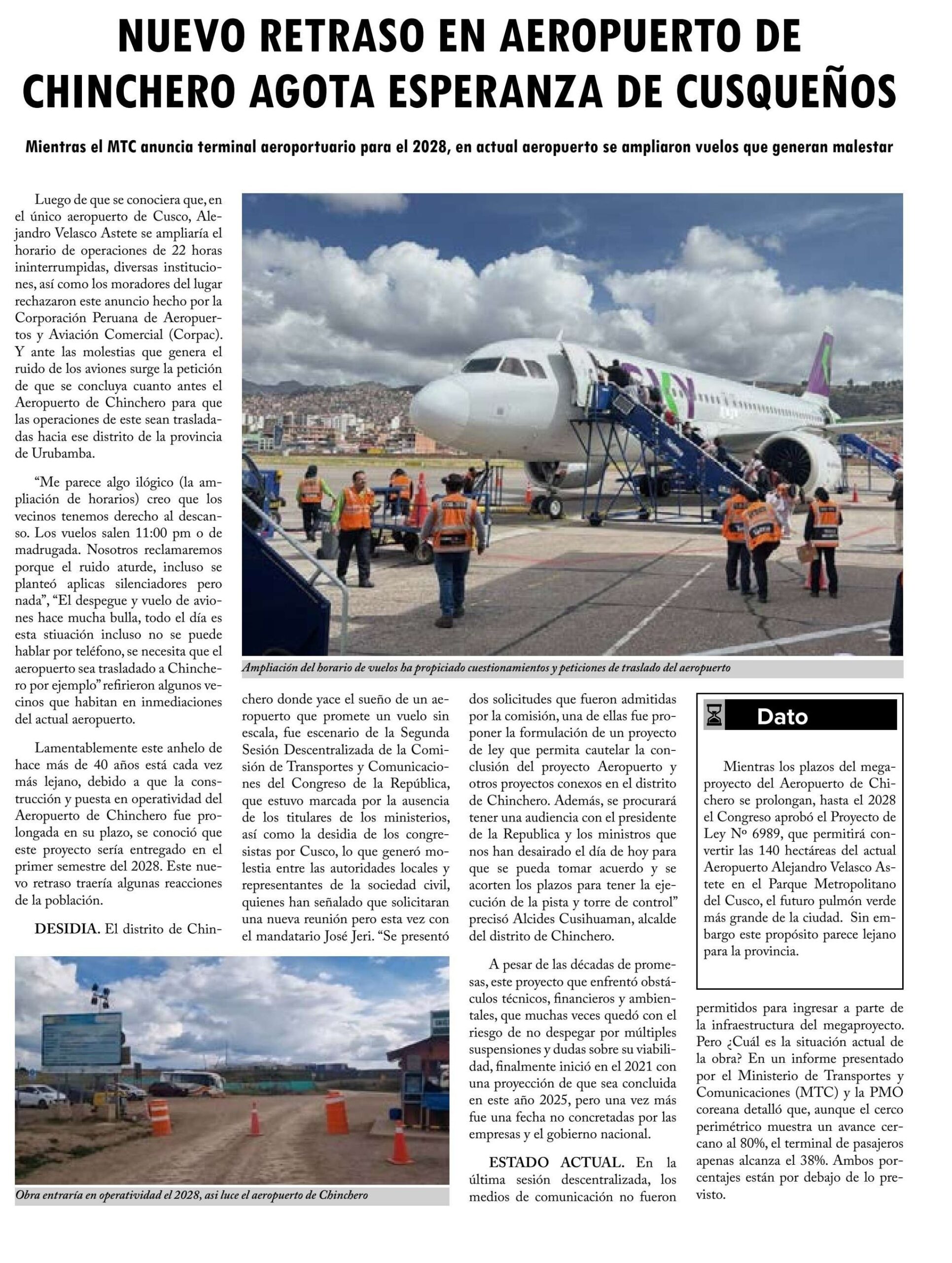 NUEVO RETRASO EN AEROPUERTO DE CHINCHERO