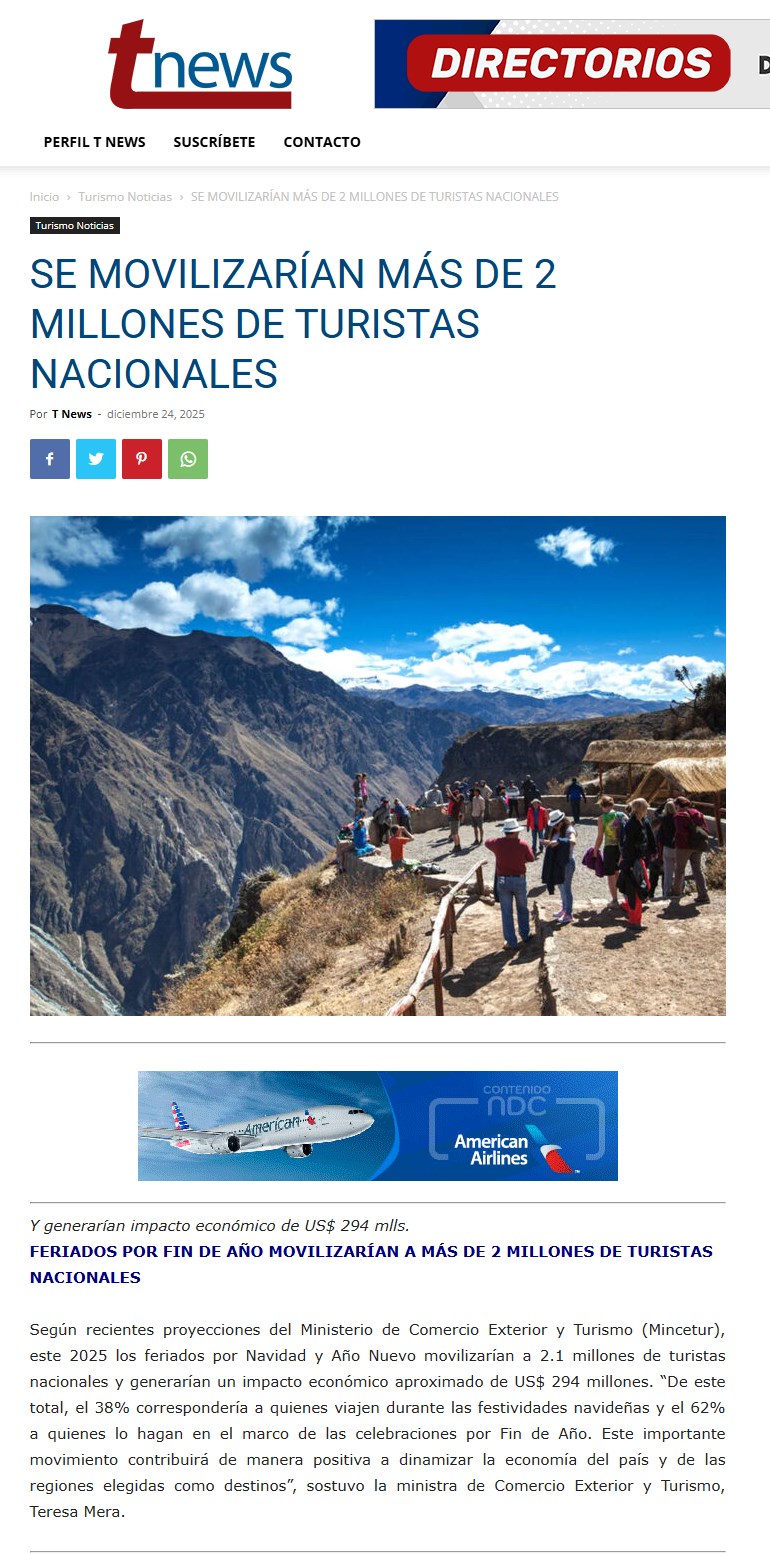 SE MOVILIZARÍAN MÁS DE 2 MILLONES DE TURISTAS NACIONALES