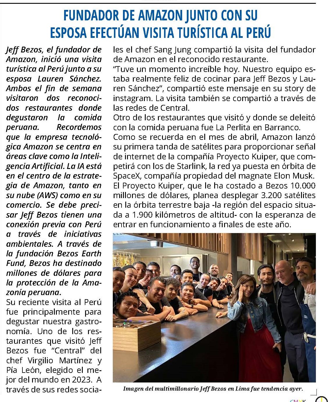 FUNDADOR DE AMAZON JUNTO CON SU ESPOSA EFECTÚAN VISITA TURÍSTICA AL PERÚ