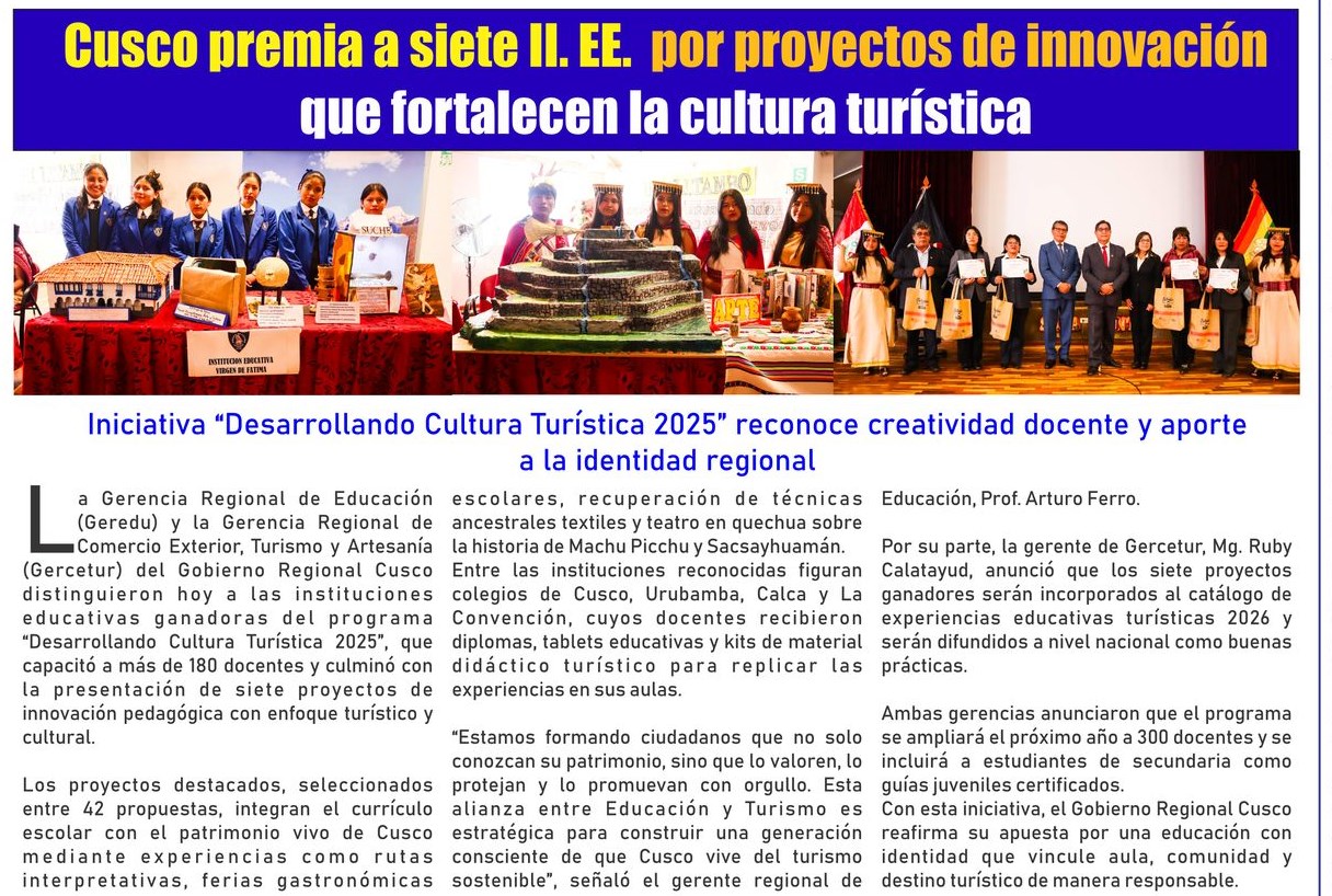 PREMIAN A INSTITUCIONES EDUCATIVAS QUE PROMUEVEN LA CULTURA TURÍSTICA