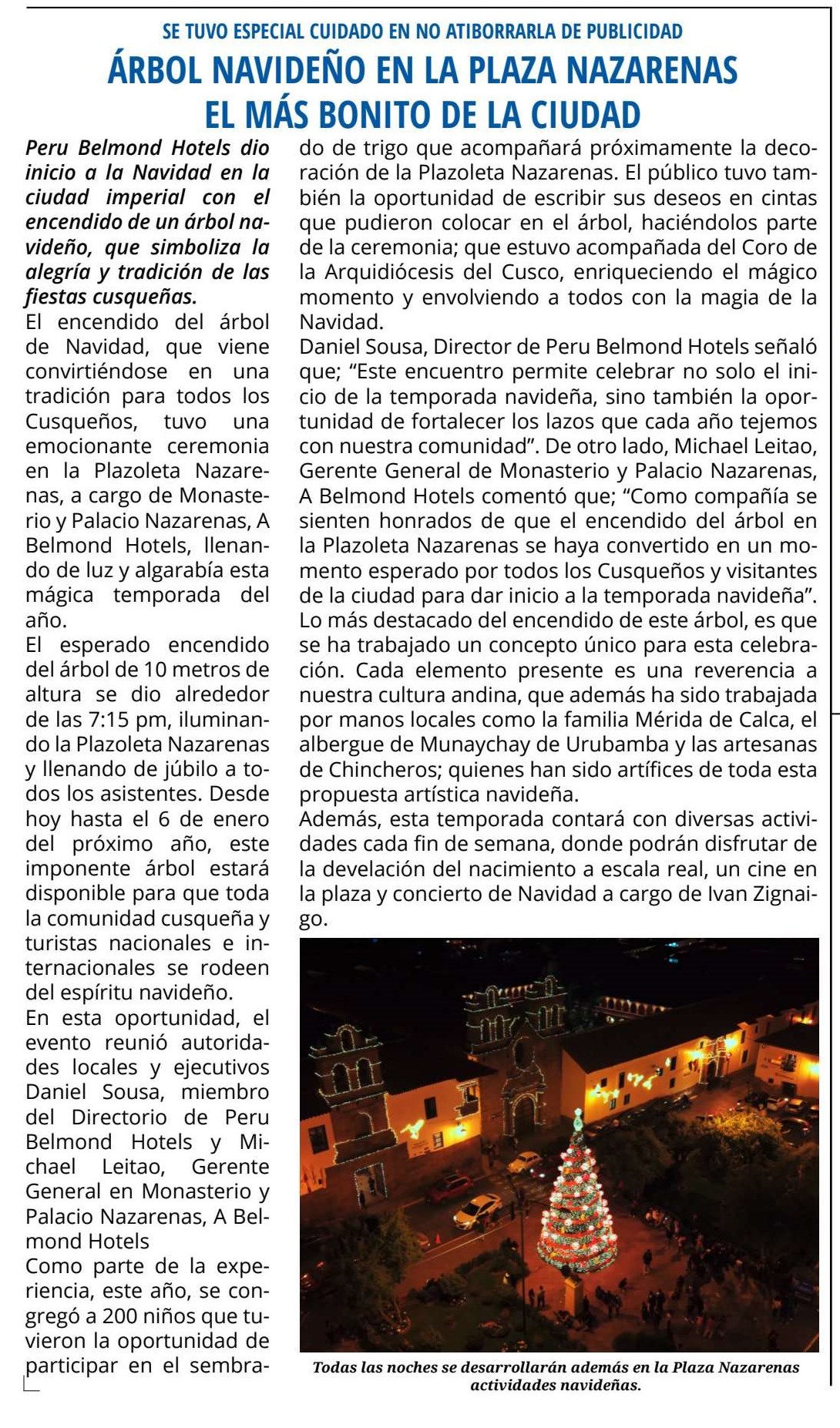 ÁRBOL NAVIDEÑO EN LA PLAZA NAZARENAS