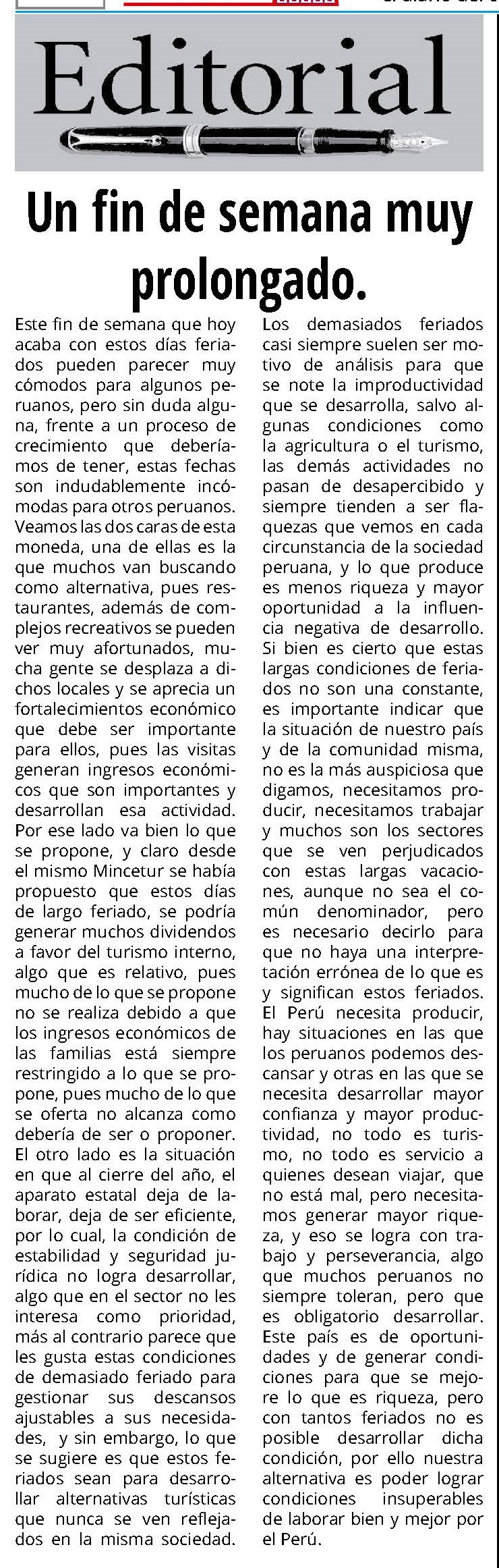 UN FIN DE SEMANA MUY PROLONGADO.