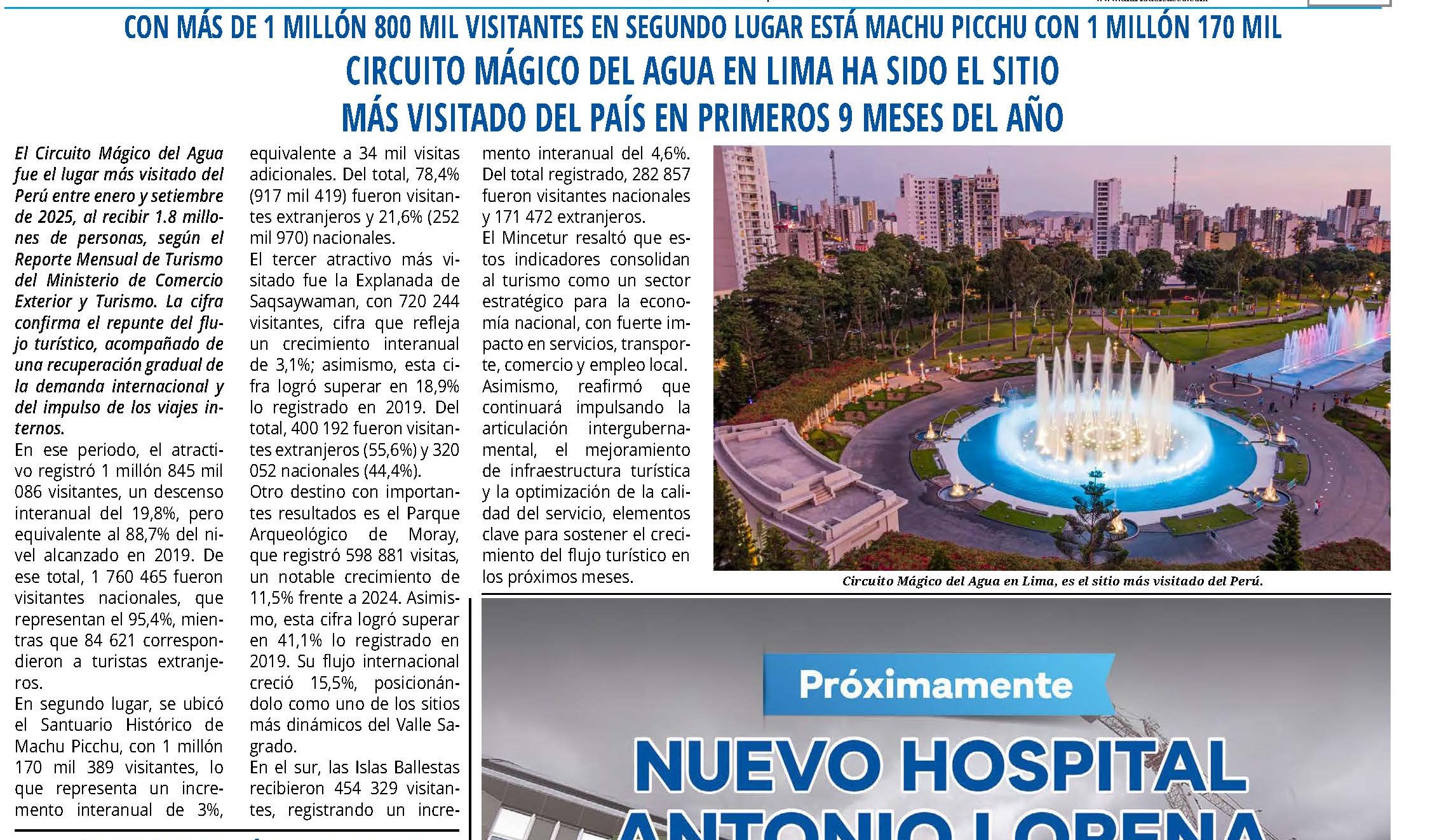 CIRCUITO MÁGICO DEL AGUA EN LIMA HA SIDO EL SITIO MÁS VISITADO