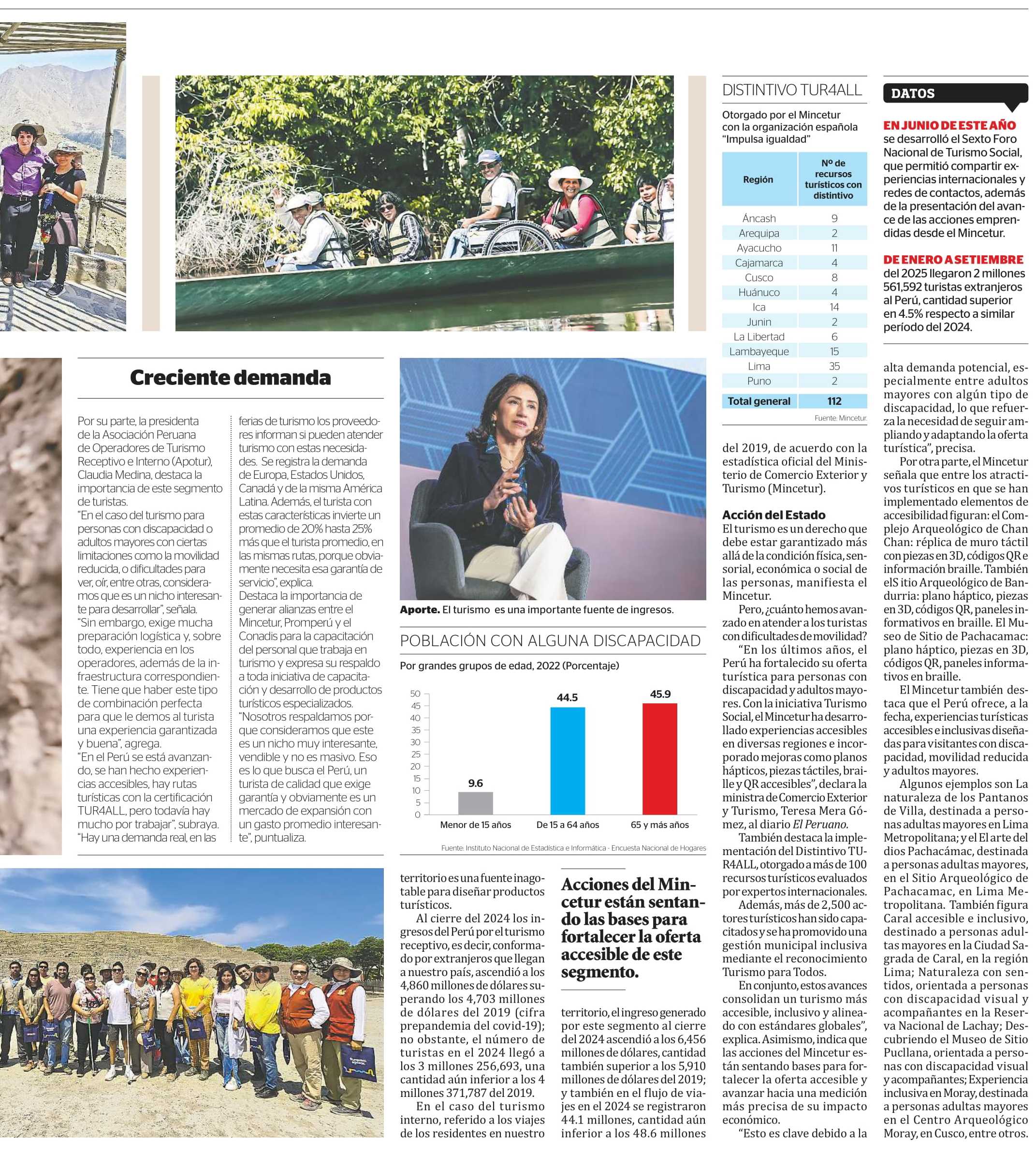 PERÚ AVANZA EN OFERTA TURÍSTICA PARA PERSONAS CON DISCAPACIDAD