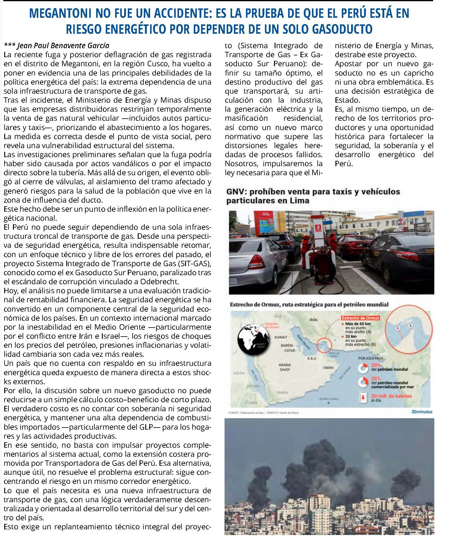 MEGANTONI NO FUE UN ACCIDENTE: ES LA PRUEBA DE QUE EL PERÚ ESTÁ EN RIESGO ENERGÉTICO POR DEPENDER DE UN SOLO GASODUCTO